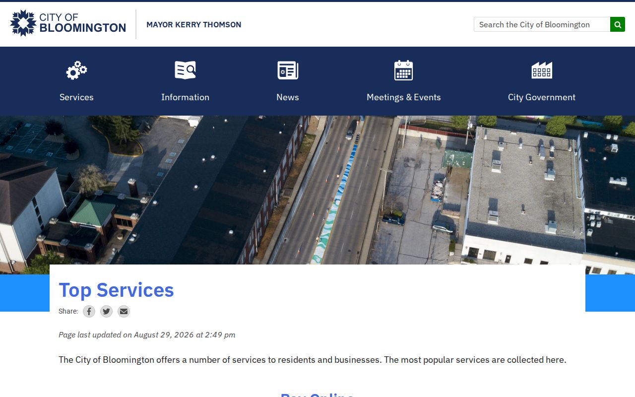 Bloomington city records and parking service routes