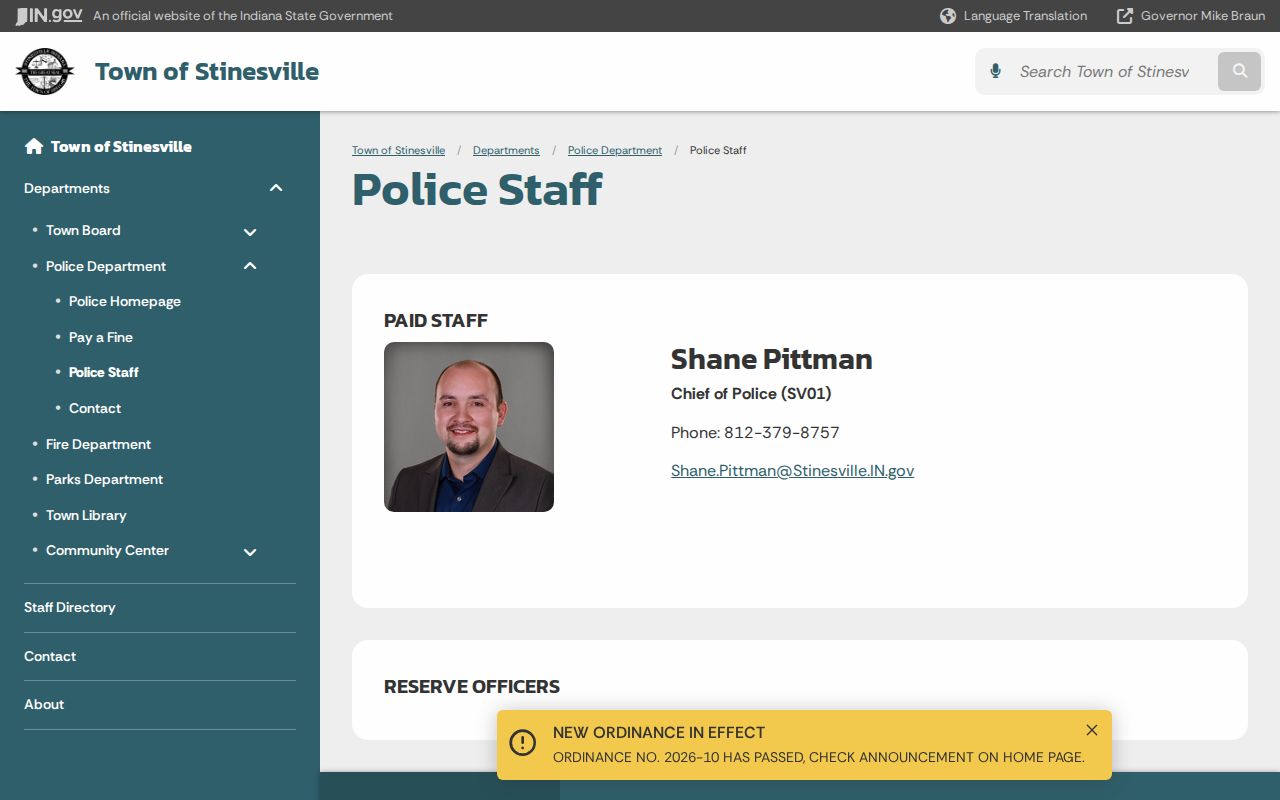 Stinesville warrant records police contact route